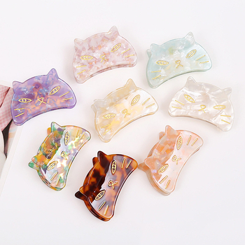 An Zhuo clips de păr cu imprimeu leopard și motive pisică și rechin, Material: placă de acid acetic, UV tratat, accesorii feminine pentru păr, Vara 2022