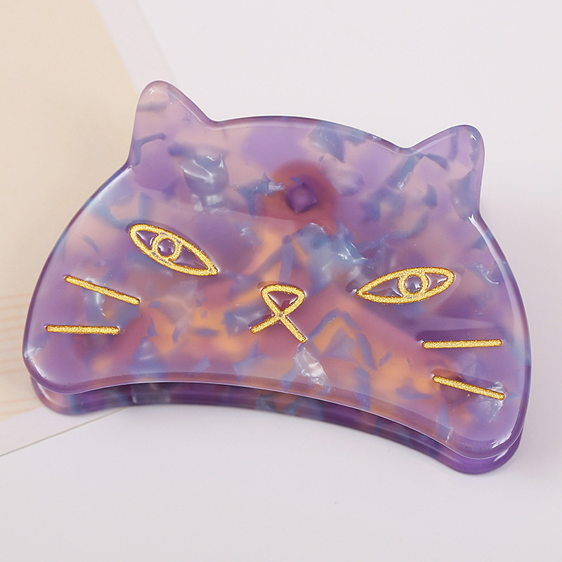 An Zhuo clips de păr cu imprimeu leopard și motive pisică și rechin, Material: placă de acid acetic, UV tratat, accesorii feminine pentru păr, Vara 2022