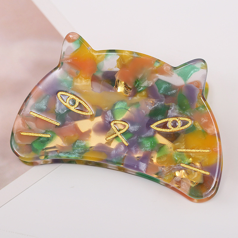 An Zhuo clips de păr cu imprimeu leopard și motive pisică și rechin, Material: placă de acid acetic, UV tratat, accesorii feminine pentru păr, Vara 2022