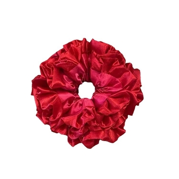 Elastic pentru păr cu minge de flori – satin plisat, stil coreean, elastic, plastic