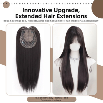 Parukė moterims, modelis B11 ilgai tiesus, aukštos temperatūros pluoštas, mechaninė konstrukcija