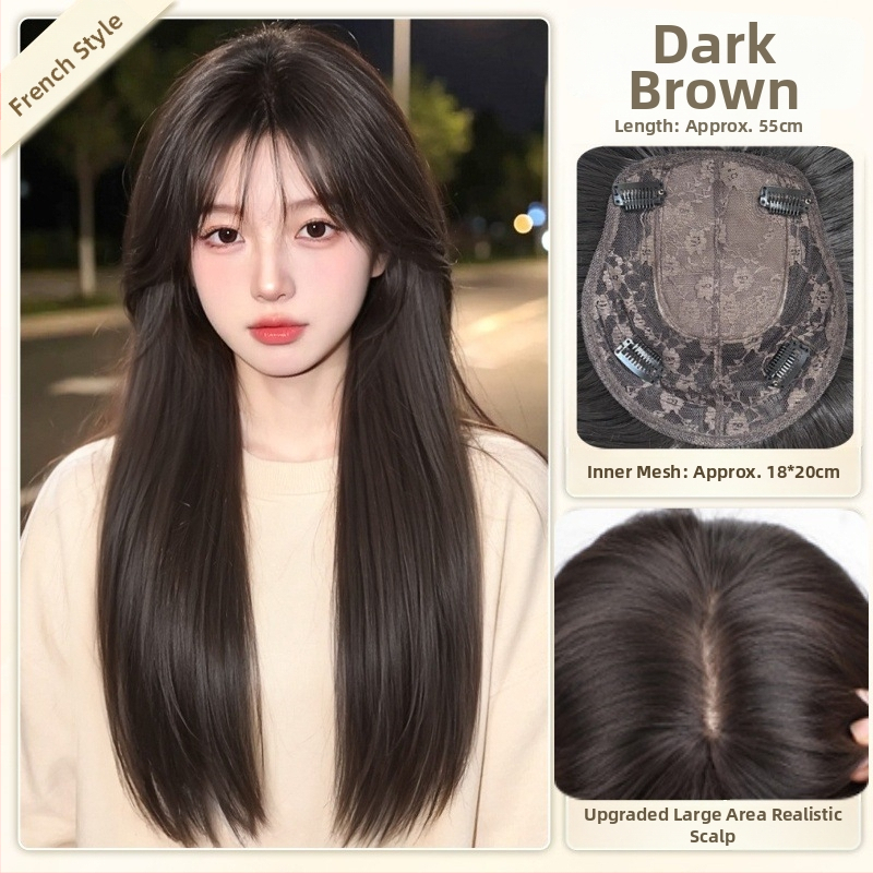 Parukė moterims, modelis B11 ilgai tiesus, aukštos temperatūros pluoštas, mechaninė konstrukcija