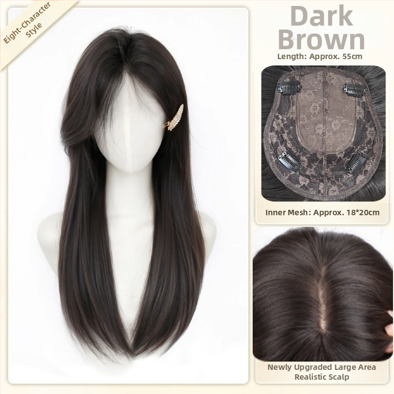 Parukė moterims, modelis B11 ilgai tiesus, aukštos temperatūros pluoštas, mechaninė konstrukcija