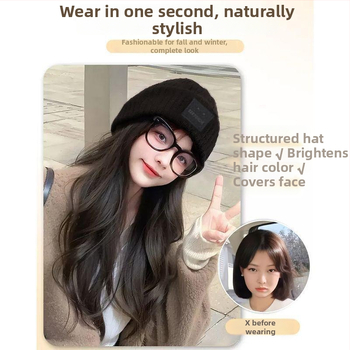 Ženska kapa-paruka all-in-one za jesen-zimu, dugi kovrčavi vlas s proteinskim svilenim materijalom, potpuna peruka, nije za bojanje.