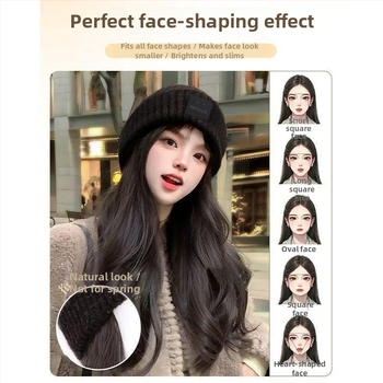 Ženska kapa-paruka all-in-one za jesen-zimu, dugi kovrčavi vlas s proteinskim svilenim materijalom, potpuna peruka, nije za bojanje.