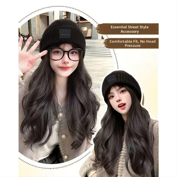 Ženska kapa-paruka all-in-one za jesen-zimu, dugi kovrčavi vlas s proteinskim svilenim materijalom, potpuna peruka, nije za bojanje.