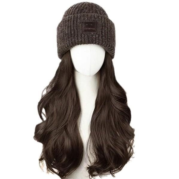 Ženska kapa-paruka all-in-one za jesen-zimu, dugi kovrčavi vlas s proteinskim svilenim materijalom, potpuna peruka, nije za bojanje.