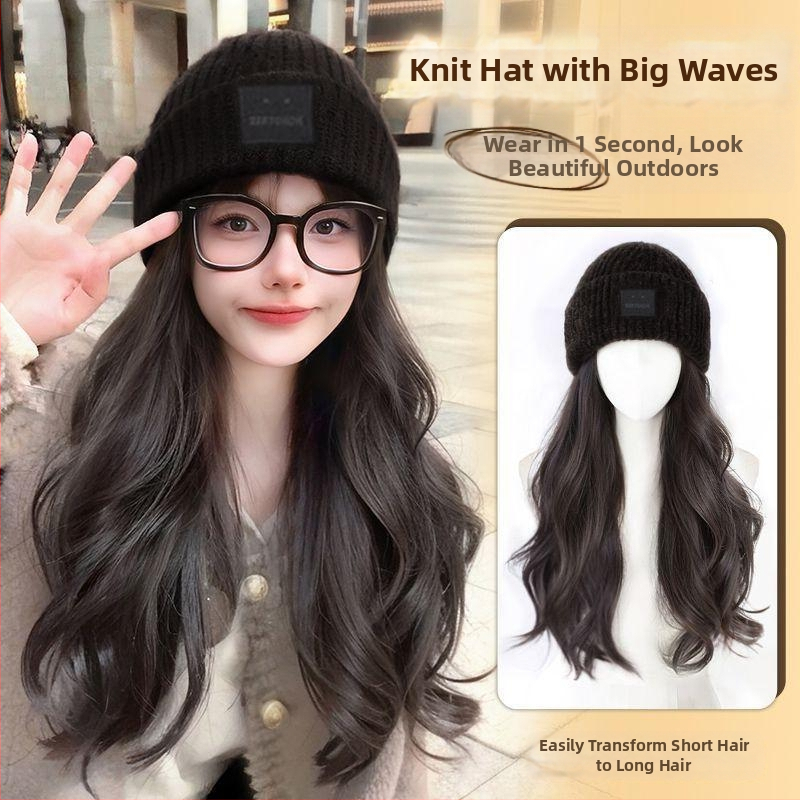 Ženska kapa-paruka all-in-one za jesen-zimu, dugi kovrčavi vlas s proteinskim svilenim materijalom, potpuna peruka, nije za bojanje.