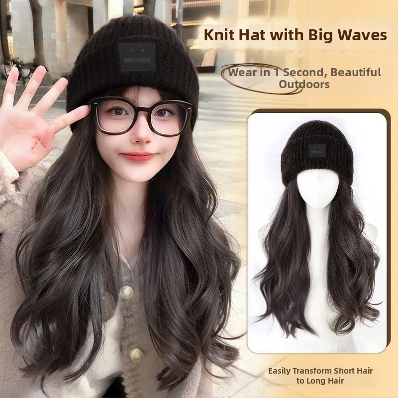 Ženska kapa-paruka all-in-one za jesen-zimu, dugi kovrčavi vlas s proteinskim svilenim materijalom, potpuna peruka, nije za bojanje.
