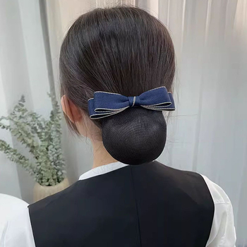 Mrežica za kosu s mašnicom i cvijetom na glavi, ručno izrađena, tkanina, korejski stil, za žene, Ns brend