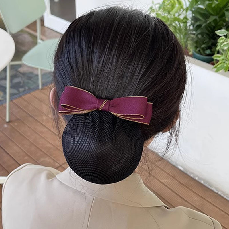 Mrežica za kosu s mašnicom i cvijetom na glavi, ručno izrađena, tkanina, korejski stil, za žene, Ns brend