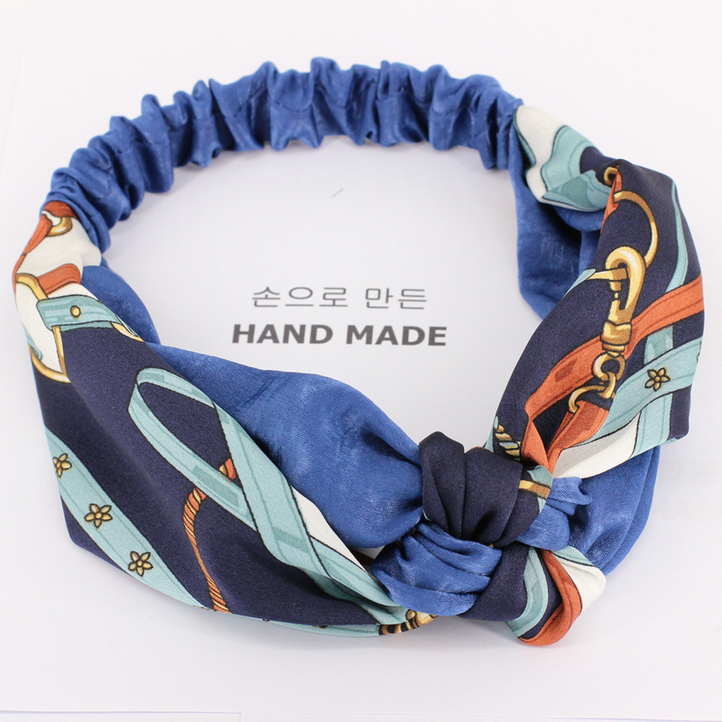 Bandă pentru păr în stil coreean, nod chinezesc, material textil, funda satinată — model B392