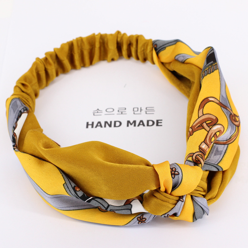 Bandă pentru păr în stil coreean, nod chinezesc, material textil, funda satinată — model B392