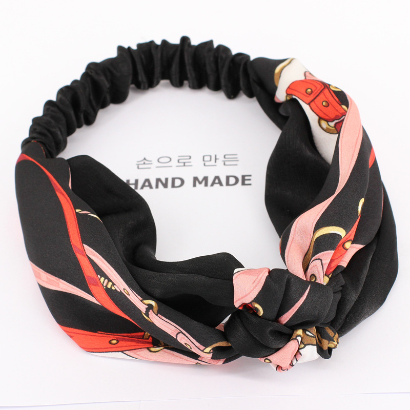 Bandă pentru păr în stil coreean, nod chinezesc, material textil, funda satinată — model B392