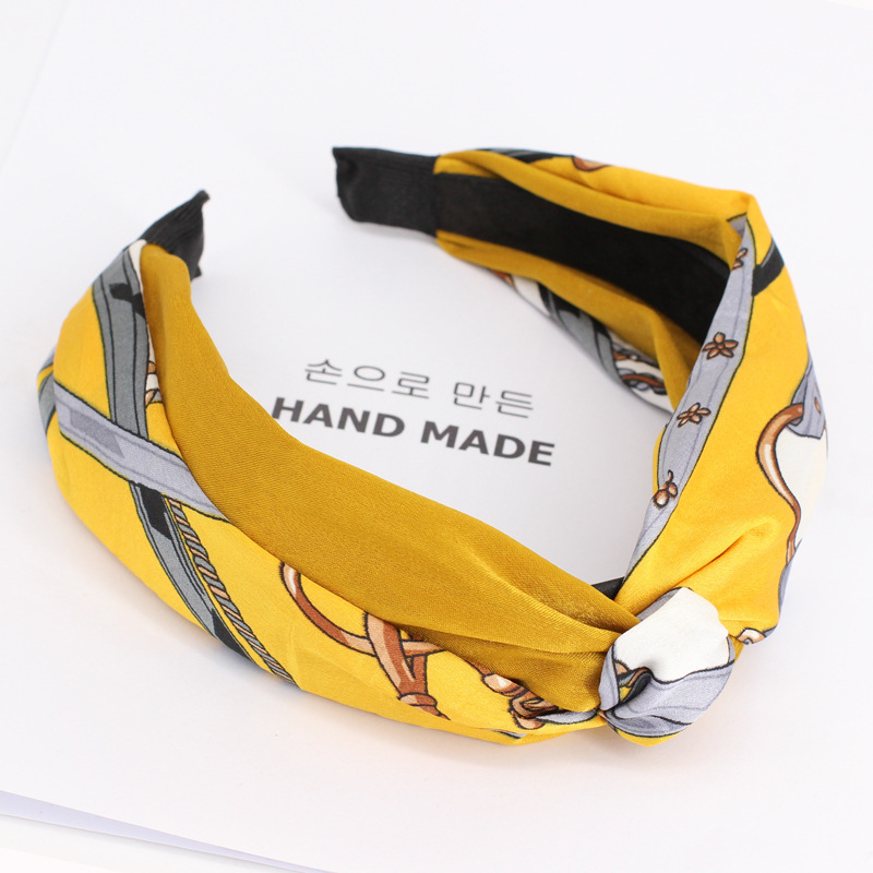 Bandă pentru păr în stil coreean, nod chinezesc, material textil, funda satinată — model B392