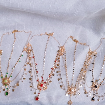 Ornament pentru frunte din aliaj cu lanț, stil chinezesc, accesoriu dans, toamnă 2024