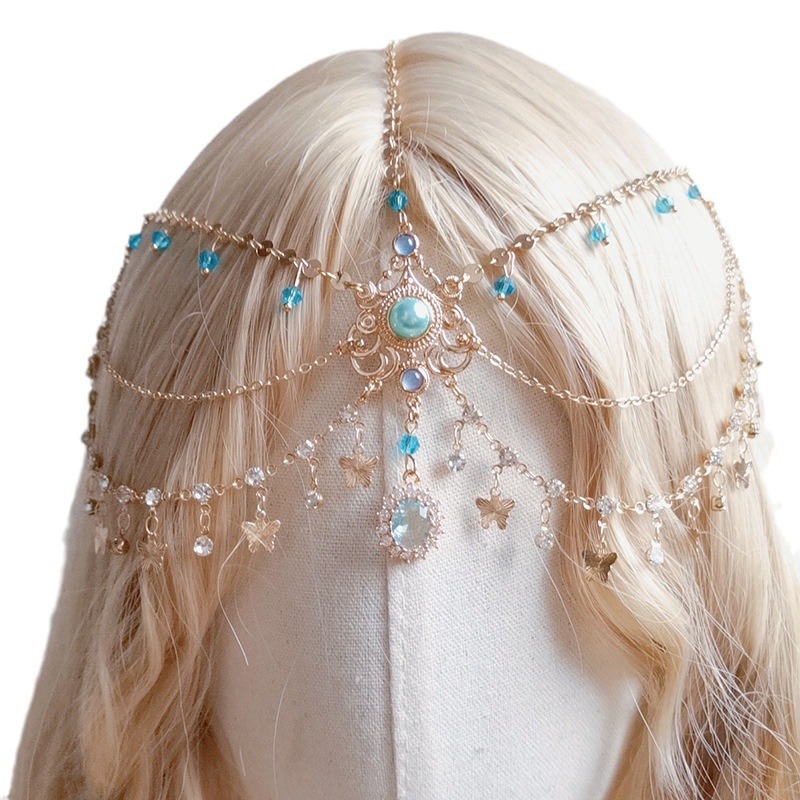 Ornament pentru frunte din aliaj cu lanț, stil chinezesc, accesoriu dans, toamnă 2024