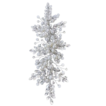 Νυφική διακόσμηση μαλλιών με φύλλα από κρύσταλλα, χειροποίητο στριφτό μετάξι και διακόσμηση πεταλούδας από κράμα | Κορδέλα για τα μαλλιά, Σχήμα φύλλου, Άνοιξη 2025