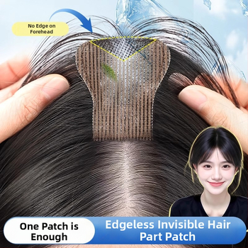 Moteriška plaukų papildymo parukė kronos apimčiai, kaktos juosta, pusiau rankų mezgimo, atspari karščiui sintetinė parūka su kirpčiukais (modelis P618)