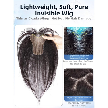 Moteriška plaukų papildymo parukė kronos apimčiai, kaktos juosta, pusiau rankų mezgimo, atspari karščiui sintetinė parūka su kirpčiukais (modelis P618)