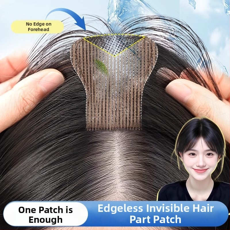 Moteriška plaukų papildymo parukė kronos apimčiai, kaktos juosta, pusiau rankų mezgimo, atspari karščiui sintetinė parūka su kirpčiukais (modelis P618)