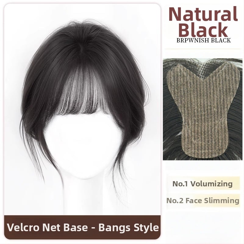 Moteriška plaukų papildymo parukė kronos apimčiai, kaktos juosta, pusiau rankų mezgimo, atspari karščiui sintetinė parūka su kirpčiukais (modelis P618)