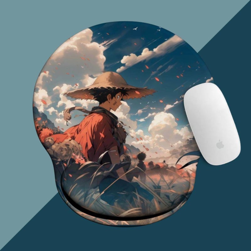 One Piece padă pentru mouse cu suport pentru încheietură din silicon — design 3D, covoraș de birou, o față