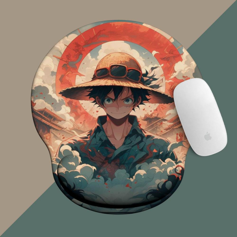 One Piece padă pentru mouse cu suport pentru încheietură din silicon — design 3D, covoraș de birou, o față
