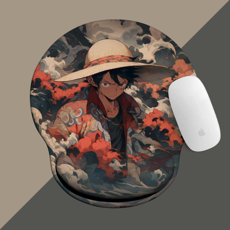 One Piece padă pentru mouse cu suport pentru încheietură din silicon — design 3D, covoraș de birou, o față