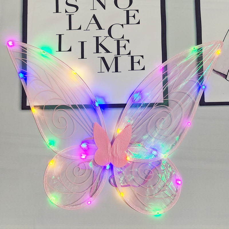 Šviesūs drugelių sparnai nugaros aksesuaras mergaitėms, audinio sparnai, 7–14 metų amžiaus