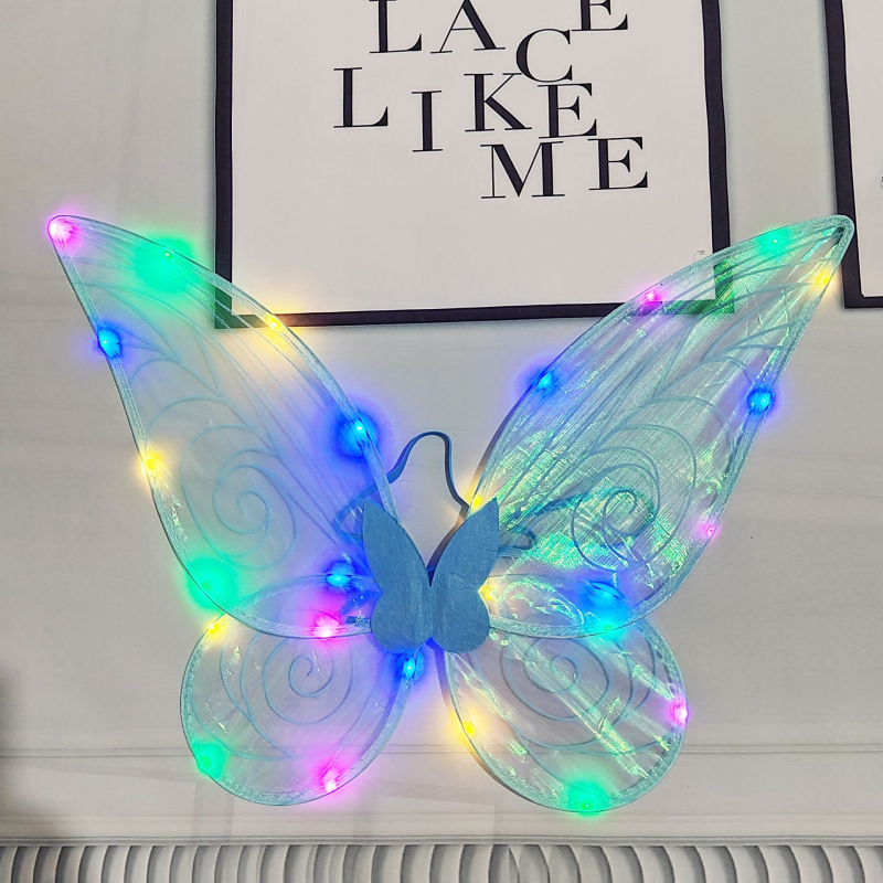 Šviesūs drugelių sparnai nugaros aksesuaras mergaitėms, audinio sparnai, 7–14 metų amžiaus