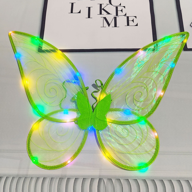 Šviesūs drugelių sparnai nugaros aksesuaras mergaitėms, audinio sparnai, 7–14 metų amžiaus