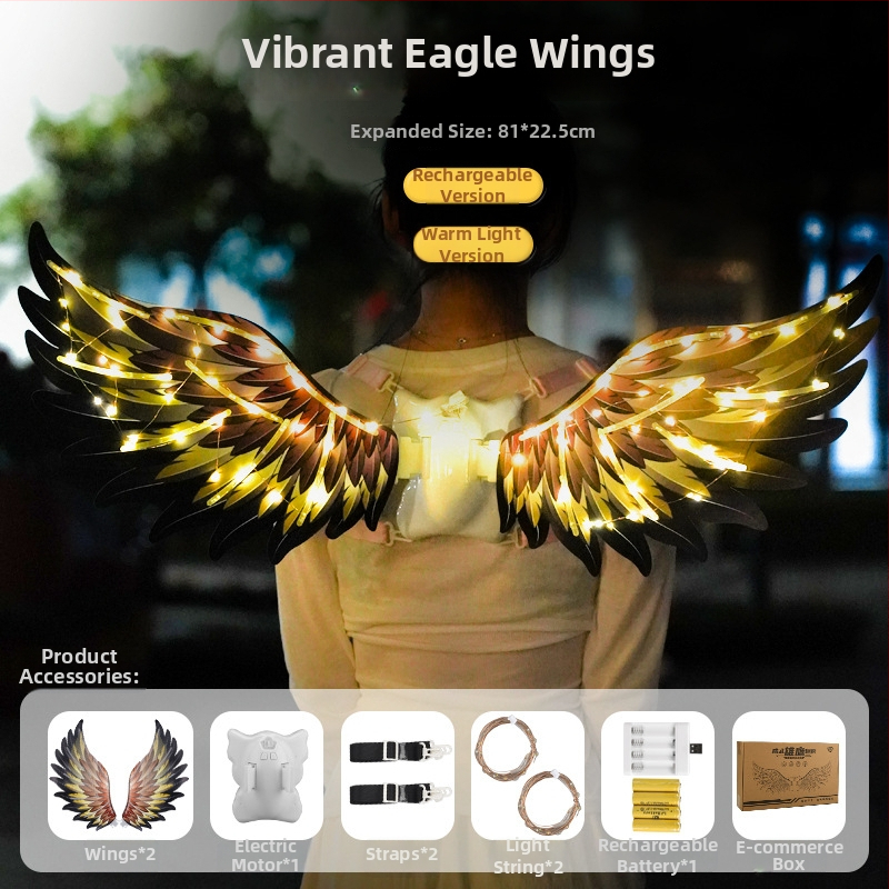 LED drugelių sparnų žaislas su šviesa, plastikiniai sparnai, 14+