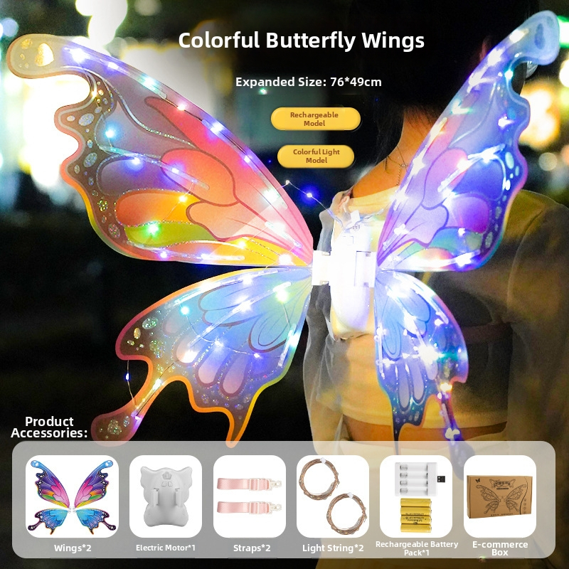 LED drugelių sparnų žaislas su šviesa, plastikiniai sparnai, 14+