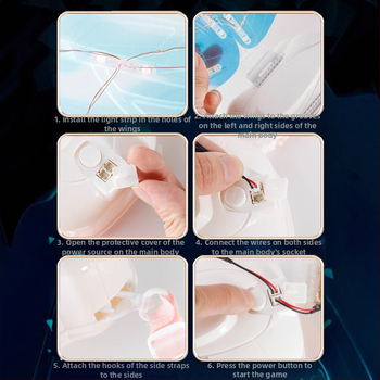 LED drugelių sparnai vaikams su judančiais elfų sparnais, dinamiški šviesos ir garso efektai, plastikinis žaislas 4-6 metų