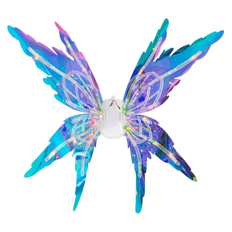 LED drugelių sparnai vaikams su judančiais elfų sparnais, dinamiški šviesos ir garso efektai, plastikinis žaislas 4-6 metų