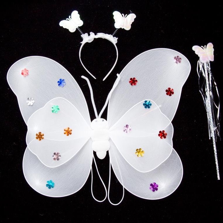 Kostimni set perike: anđeoska i leptirova krila, čarobna štapić i svijetleći stražnji dodatak (tekstil)