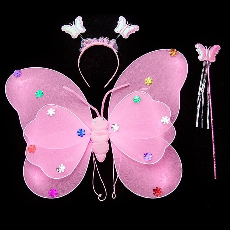 Kostimni set perike: anđeoska i leptirova krila, čarobna štapić i svijetleći stražnji dodatak (tekstil)