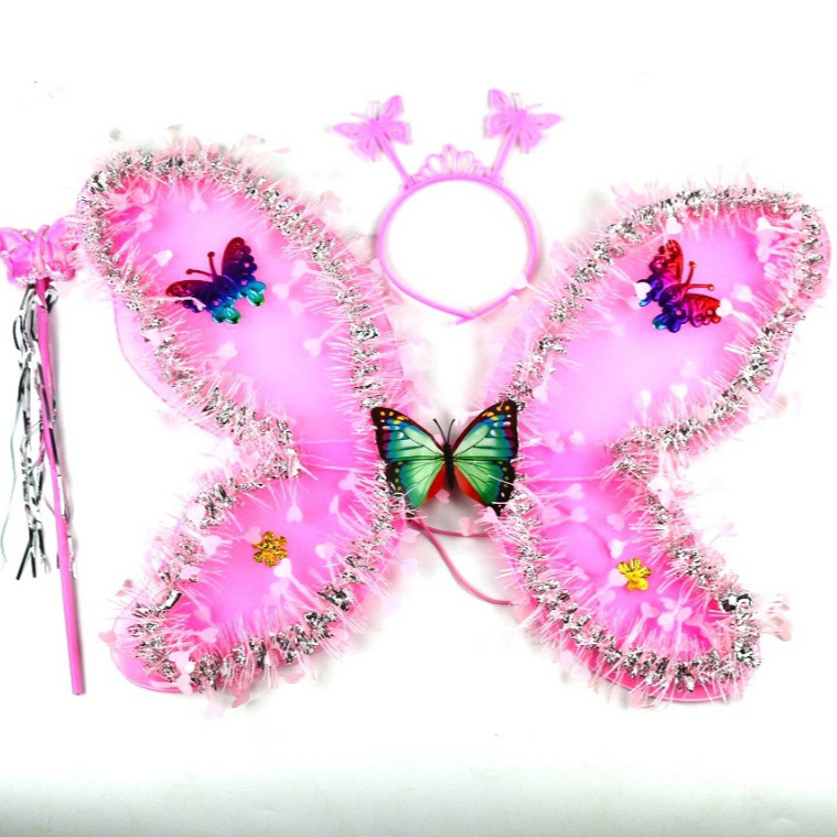 Trių dalių drugelių sparnų komplektas su tinkline nugara – LED apšvietimas, audinys, amžiaus grupė 15–35 metai, įtrauktas vaizdo vadovas