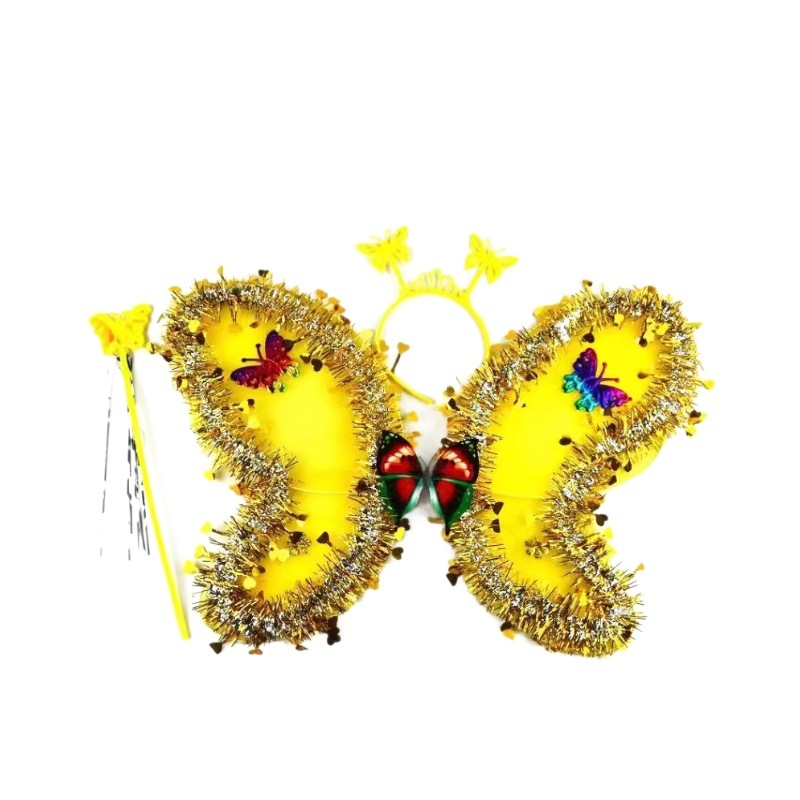 Trių dalių drugelių sparnų komplektas su tinkline nugara – LED apšvietimas, audinys, amžiaus grupė 15–35 metai, įtrauktas vaizdo vadovas