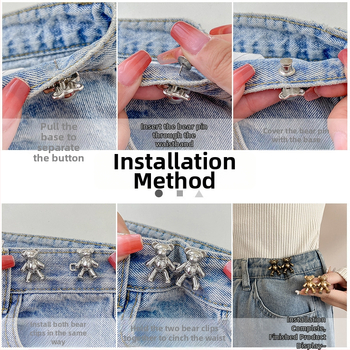 Lācīša jostas sprādze — bezšuvju, noņemama, sakausējuma materiāls, der biksēm un svārkiem, praktisks stils