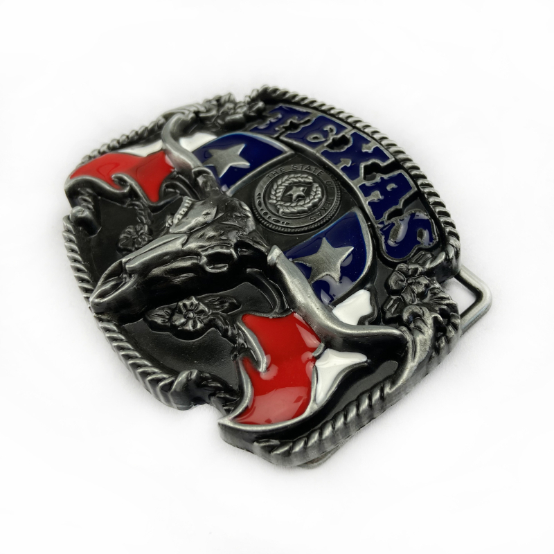 Jostas sprādze Texas Bullhead, cinka sakausējums, modelis 02602, retro ikdienas stils, antīna tin pārklājums, vasaras 2021 izlaišana