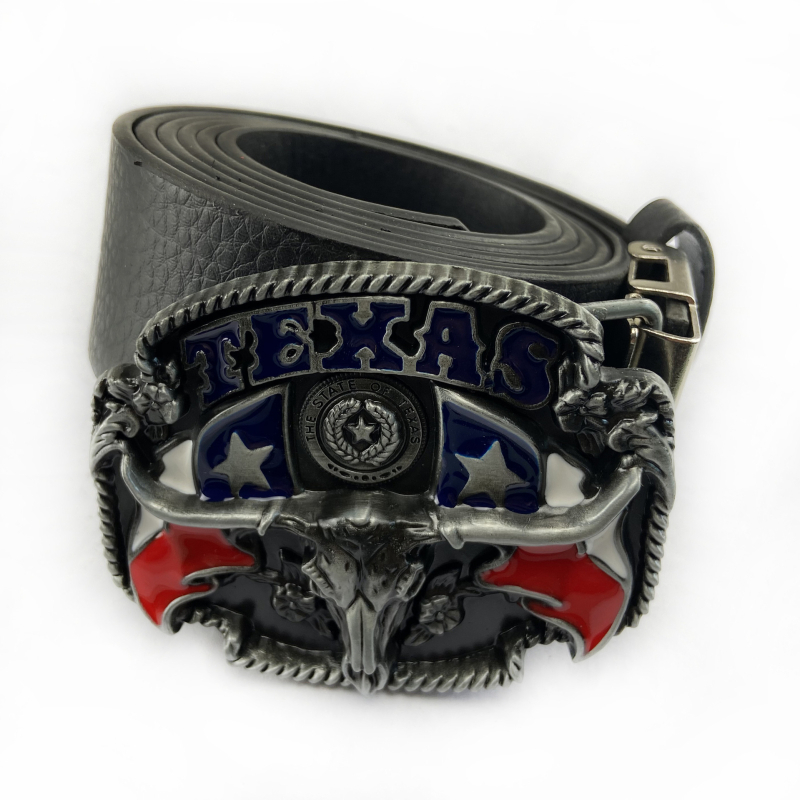 Jostas sprādze Texas Bullhead, cinka sakausējums, modelis 02602, retro ikdienas stils, antīna tin pārklājums, vasaras 2021 izlaišana