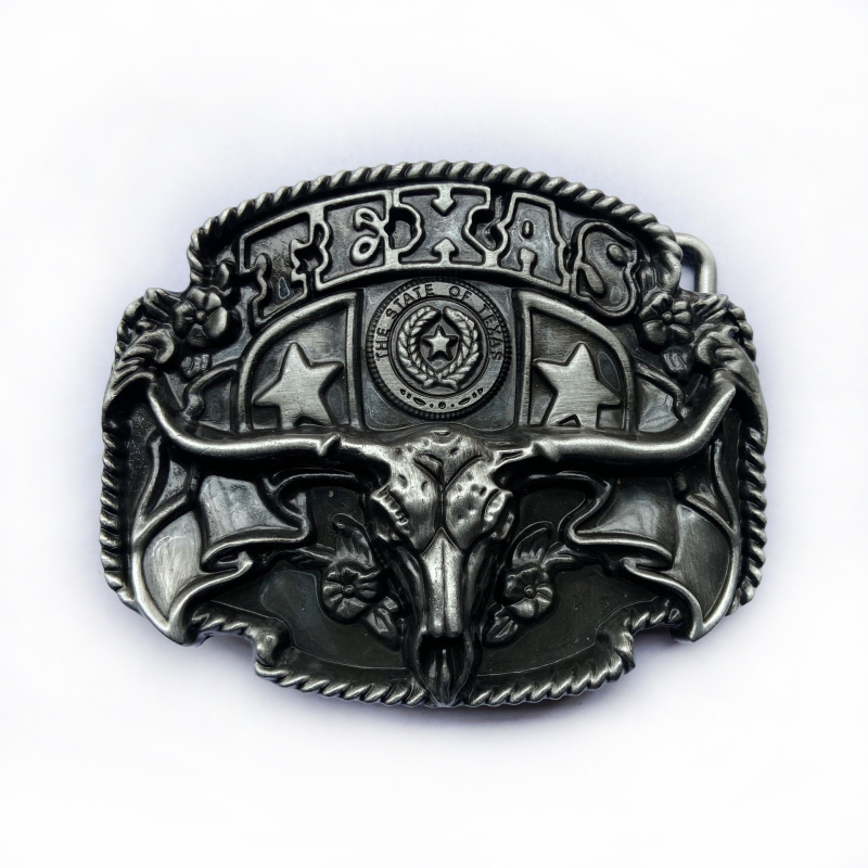 Jostas sprādze Texas Bullhead, cinka sakausējums, modelis 02602, retro ikdienas stils, antīna tin pārklājums, vasaras 2021 izlaišana