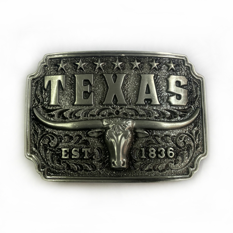 Jostas sprādze Texas Bullhead, cinka sakausējums, modelis 02602, retro ikdienas stils, antīna tin pārklājums, vasaras 2021 izlaišana