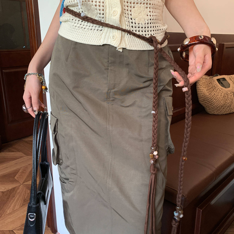 Ženski boho pojas od PU kože, kopča od legure, kopčanje iglom (pin), originalni dizajn, ljeto 2025