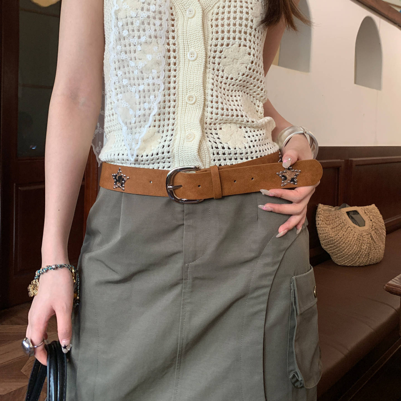 Ženski boho pojas od PU kože, kopča od legure, kopčanje iglom (pin), originalni dizajn, ljeto 2025