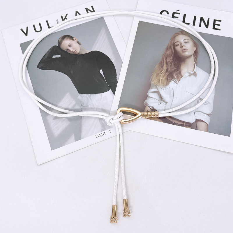 Curea de talie subțire din piele sintetică, stil șnur – accesoriu versatil pentru rochii și paltoane, cataramă din aliaj, închidere netedă, lățime sub 2 cm