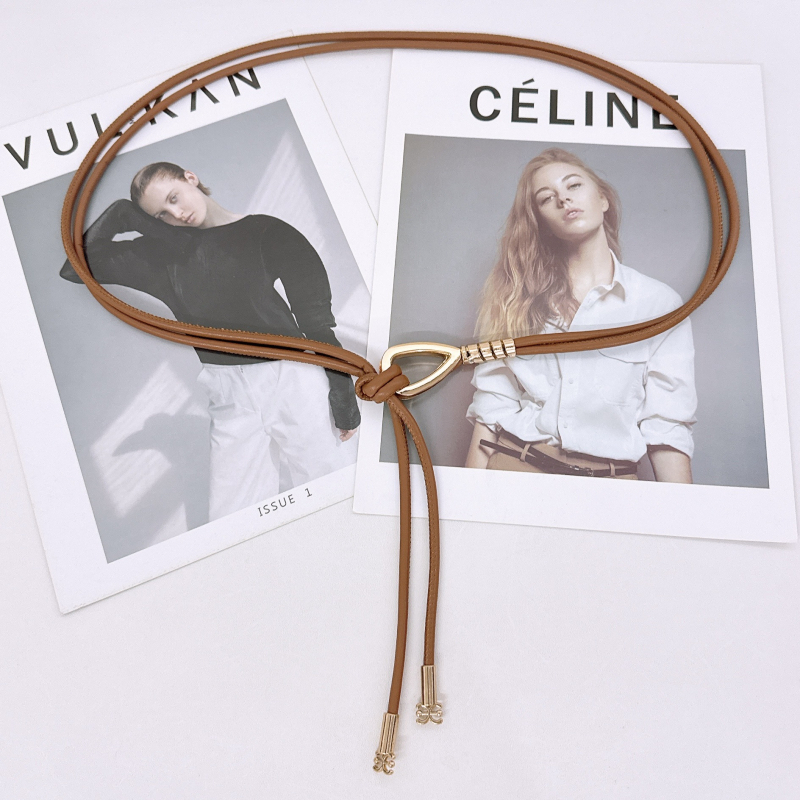 Curea de talie subțire din piele sintetică, stil șnur – accesoriu versatil pentru rochii și paltoane, cataramă din aliaj, închidere netedă, lățime sub 2 cm