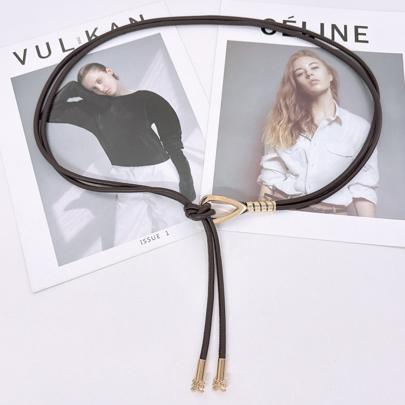 Curea de talie subțire din piele sintetică, stil șnur – accesoriu versatil pentru rochii și paltoane, cataramă din aliaj, închidere netedă, lățime sub 2 cm